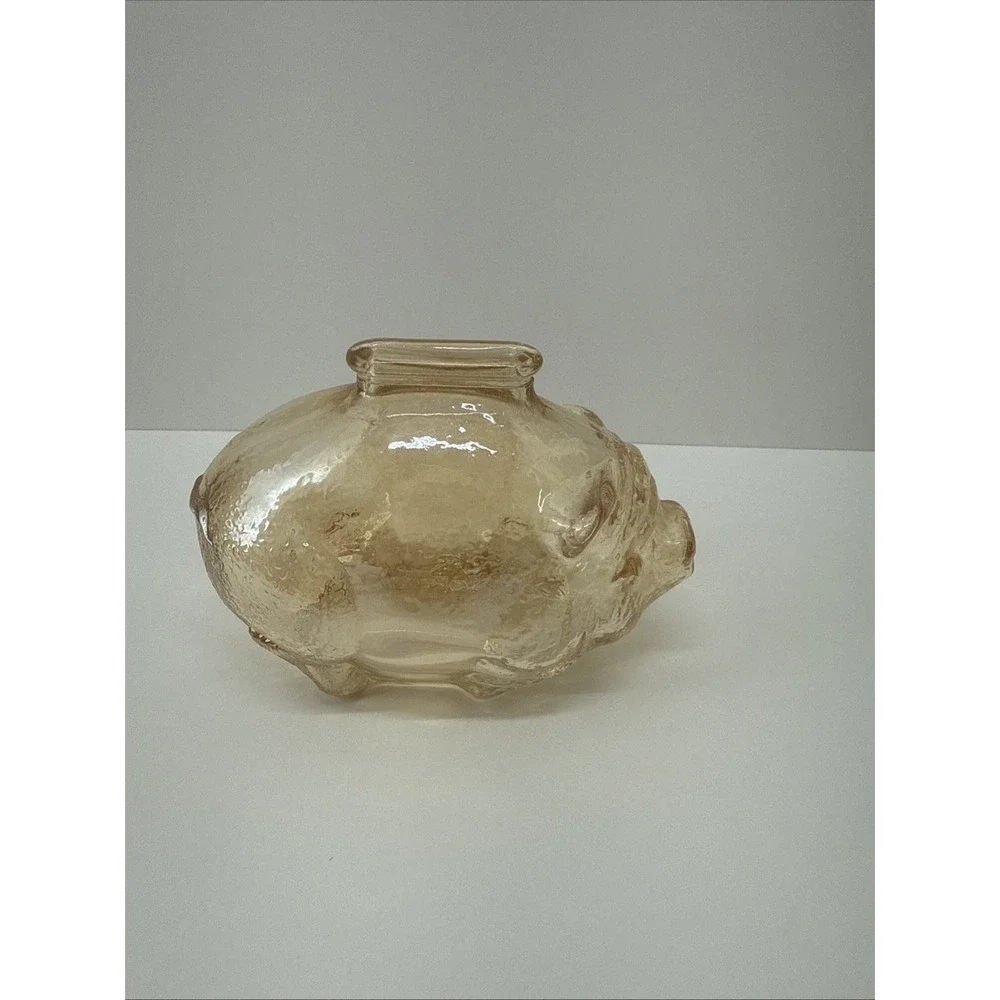 Vintage Anchor Hocking Amber Glass Piggy Bank 4x2x3